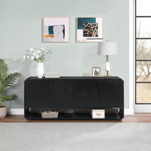 Parker Solid Wood And Ash Veneer Sideboard / Buffet in Black