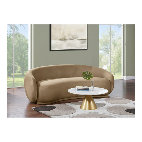 Emery 95" Velvet Upholstered Sofa in Beige