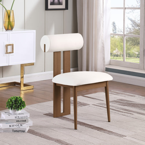 Dario Vegan Leather Upholstered Dining Chair in Cream