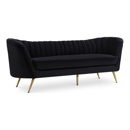 Margo 88" Velvet Upholstered Sofa in Black
