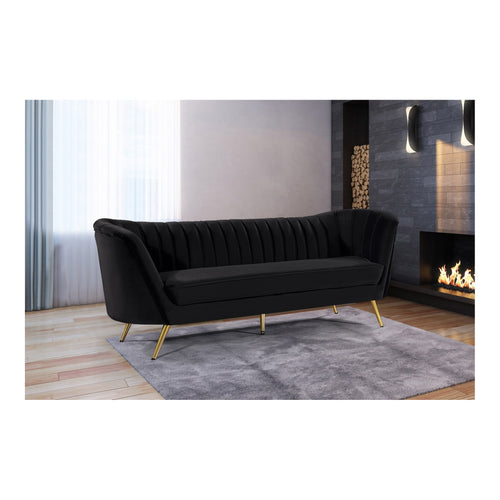 Margo 88" Velvet Upholstered Sofa in Black