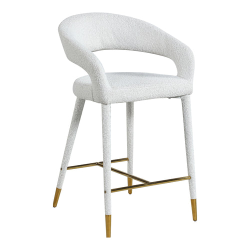 Destiny Boucle Fabric Upholstered Counter Stool in Cream