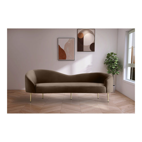 Ritz 85.5" Velvet Upholstered Sofa in Brown