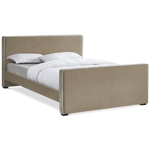 Dillard Velvet Upholstered King Bed in Beige