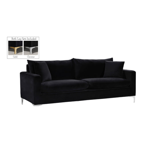 Naomi 81.5" Velvet Upholstered Sofa in Black