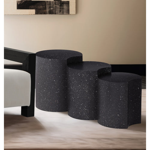 Dimple Iron 3pc. Modular Nesting End / Side Table in Black