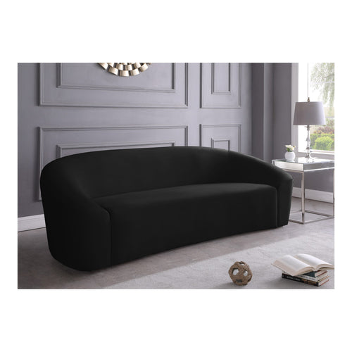 Riley 91" Velvet Upholstered Sofa in Black