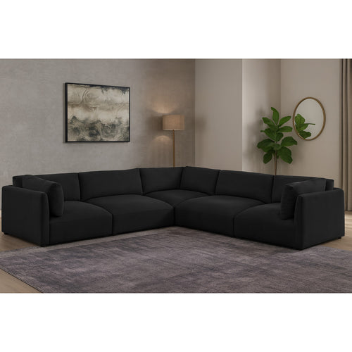 Ease 114" Fabric Upholstered 5pc. Modular Sectional in Black