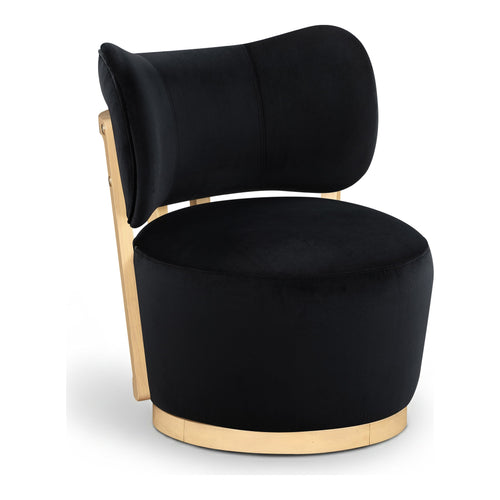 Elara Velvet Upholstered Swivel Accent Chair in Black