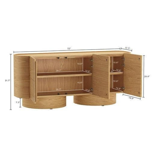 Solis 72" Solid Wood 3-Door Sideboard in Natural