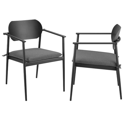 Aeris Stackable Outdoor Aluminum Dining Armchair Set of 2 in Charcoal