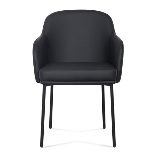 Sydney Vegan Leather Armchair - Set of 2 in Black