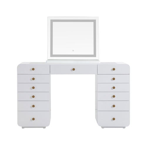 Hollywood 56" Vanity Desk with LED Mirror (Large) in White
