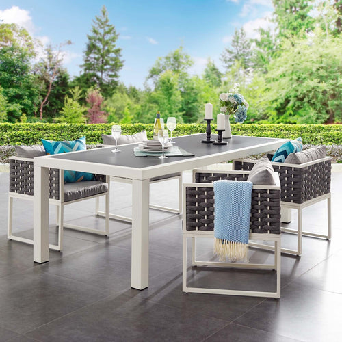 Stance 90.5" Outdoor Aluminum Dining Table in White Gray