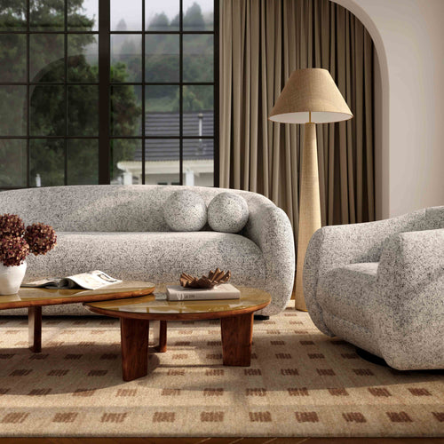 Judy 80" Woven Sofa in Black and White
