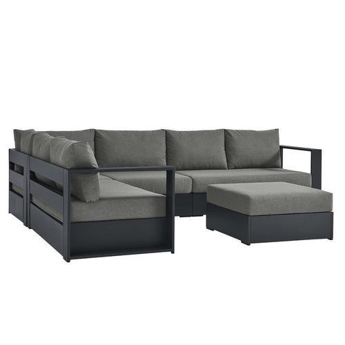 Tahoe 5-Piece Outdoor Aluminum Sectional Sofa Set in Gray Charcoal