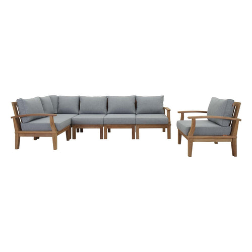 Marina 6 Piece Outdoor Teak Set in Natural Gray