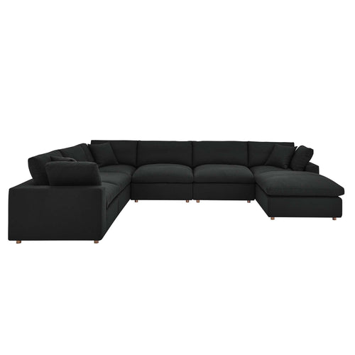 Commix 7-Piece Down Filled Sectional Sofa in Black