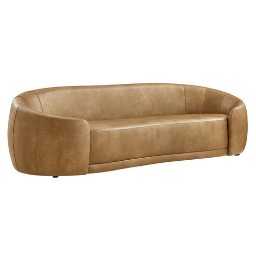 Contessa Curved Vegan Leather Sofa in Toast