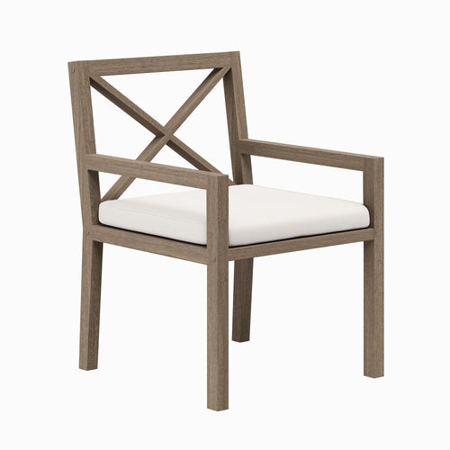 Northlake Outdoor Teak Dining Armchair in Weathered Gray