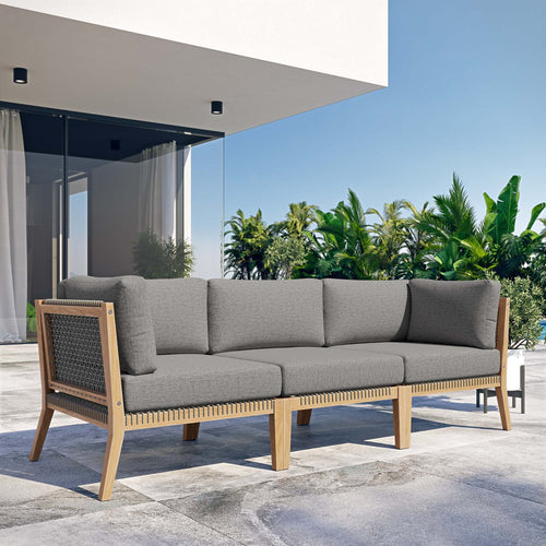 Clearwater Outdoor Teak Wood Sofa in Gray Graphite