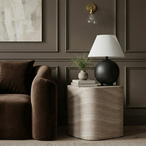 Vellon Concrete End Table in Travertine