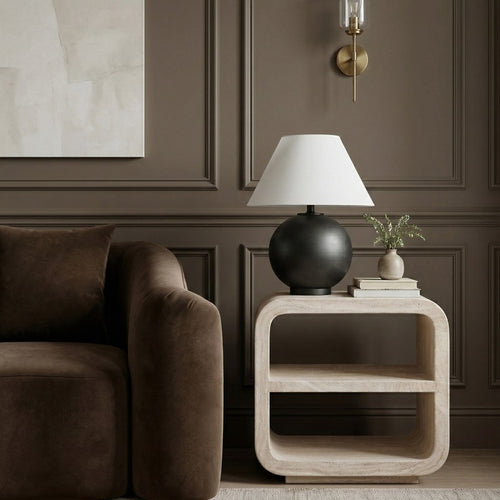 Calix Concrete End Table in Travertine