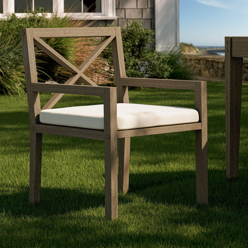 Northlake Outdoor Teak Dining Armchair in Weathered Gray