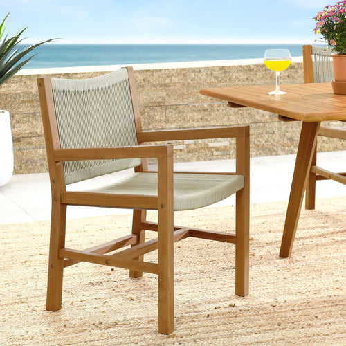 Vienna Outdoor Teak and Rope Dining Armchairs Set of 2 in Natural Natural