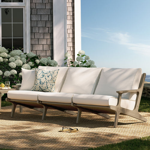 Saratoga Outdoor Teak Sofa in Weathered Gray