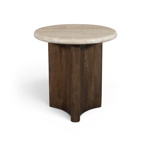 Pietra Travertine End Table in Brown