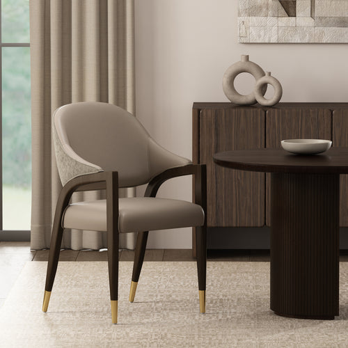 Collette Wood Upholstered Armchair in Taupe