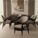Collette Wood Upholstered Armchair in Taupe