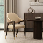 Collette Wood Upholstered Armchair in Tan