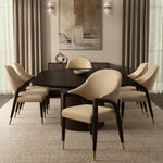 Collette Wood Upholstered Armchair in Tan