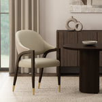Collette Wood Upholstered Armchair in Stone Gray