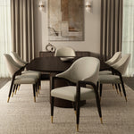 Collette Wood Upholstered Armchair in Stone Gray