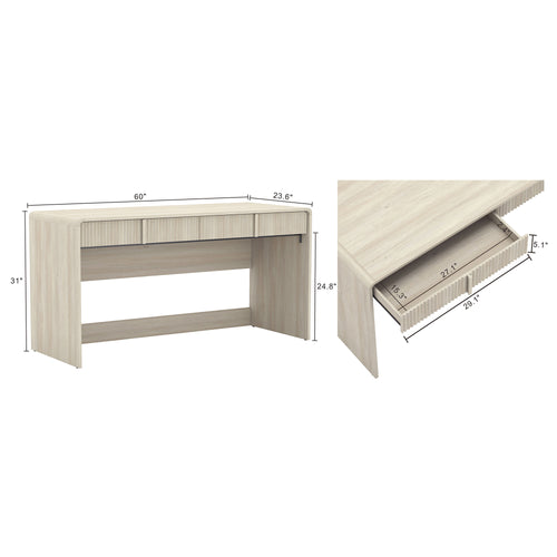 Novara 60" Writing Desk (2-Drawer) in Whitewashed Oak