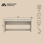 Novara 60" Writing Desk (2-Drawer) in Whitewashed Oak
