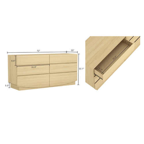 Ardea 72" Dresser (6-Drawer) in Natural Oak