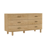 Solara 68" Solid Wood Dresser (6-Drawer) in Natural Oak