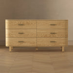Solara 68" Solid Wood Dresser (6-Drawer) in Natural Oak