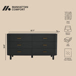 Solara 68" Solid Wood Dresser (6-Drawer) in Black