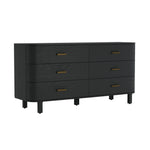 Solara 68" Solid Wood Dresser (6-Drawer) in Black