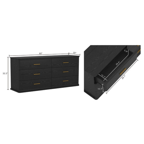 Clifford Dresser (6-Drawer) in Black