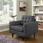 Empress Upholstered Fabric Armchair in Gray