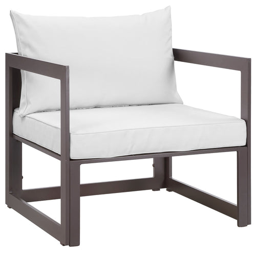 Fortuna Outdoor Patio Armchair in Brown White