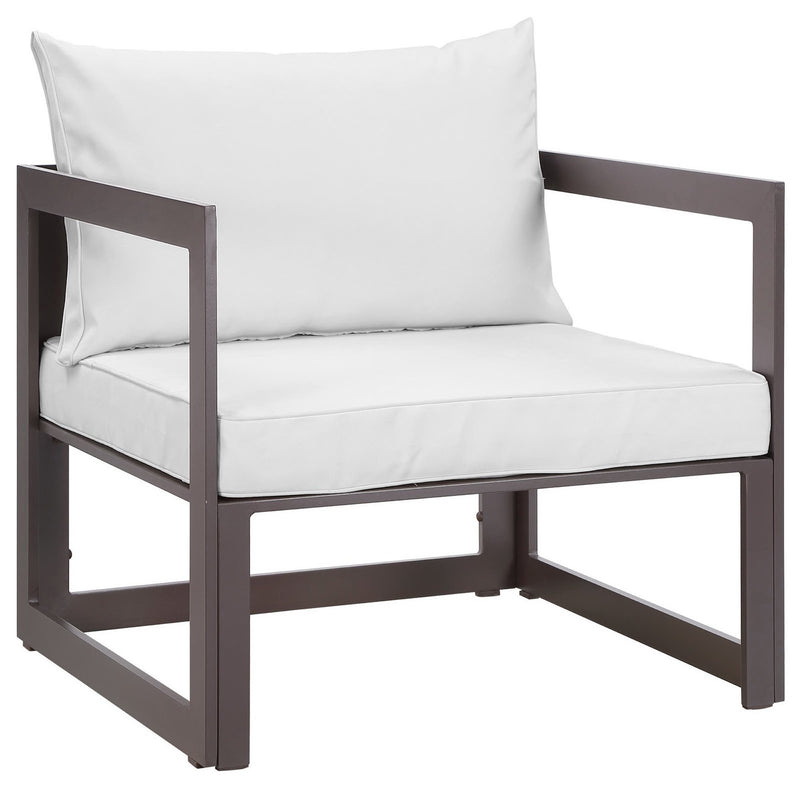Fortuna Outdoor Patio Armchair in Brown White