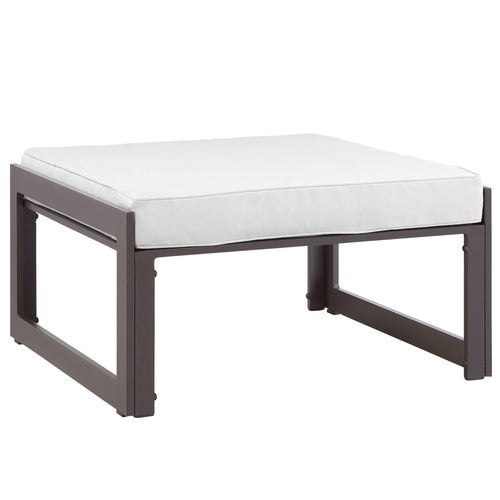Fortuna Outdoor Patio Ottoman in Brown White