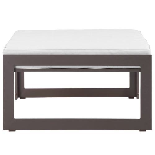 Fortuna Outdoor Patio Ottoman in Brown White